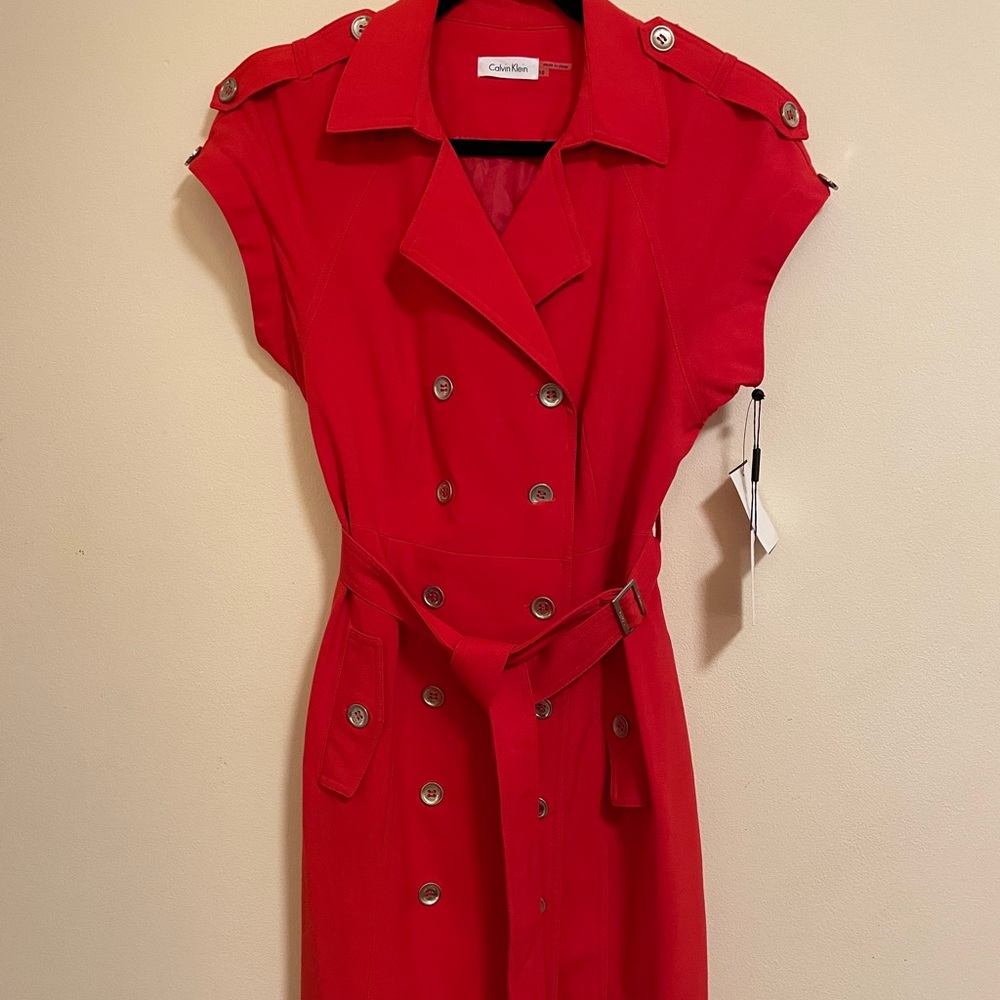 Calvin Klein Military-inspired Red dress NWT